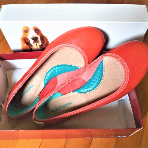 Hush Puppies Chaste Skimmer Flats, Coral Leather, Size 8.5M - Picture 1 of 9